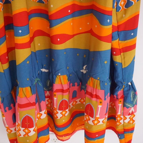 Never Fully Dressed Multicolor Smocked Long Sleeve Arabian Sky Maxi Dress 16 - Picture 6 of 12